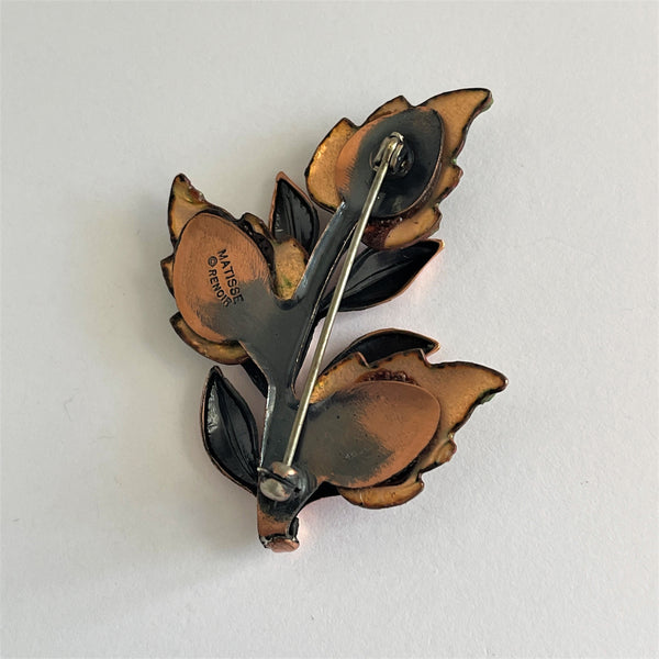 Matisse Renoir Mid Century Enamel and Copper Brooch-Matisse-Renoir USA-Vintage Online