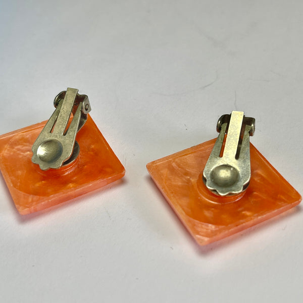 Mid Century Acrylic and Rhinestone Earrings-Vintageonline-Vintage Online