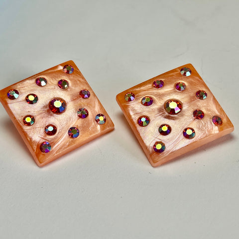 Mid Century Acrylic and Rhinestone Earrings-Vintageonline-Vintage Online