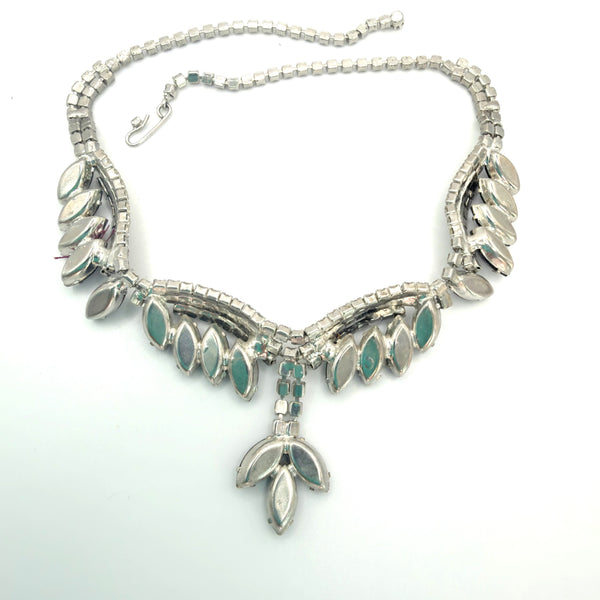 Mid Century Black Rhinestone Necklace-Vintageonline-Vintage Online