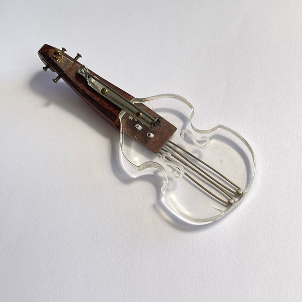 Mid Century Lucite Vintage Violin/Cello Brooch-Vintageonline-Vintage Online