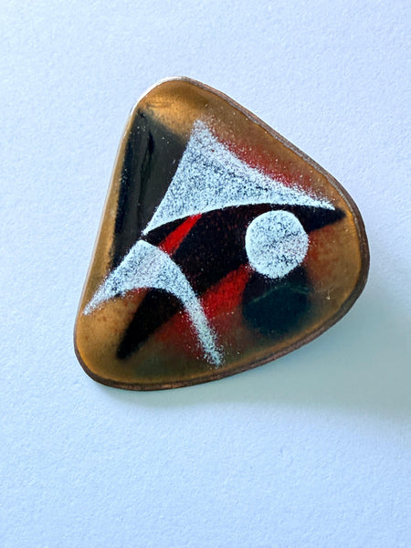 Mid Century Modernist Abstract Design Metallic Brooch-Vintageonline-Vintage Online
