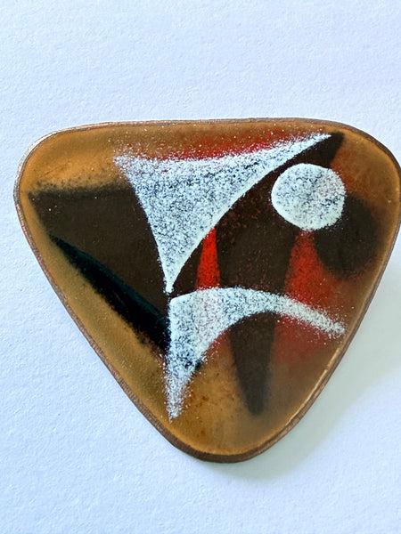 Mid Century Modernist Abstract Design Metallic Brooch-Vintageonline-Vintage Online
