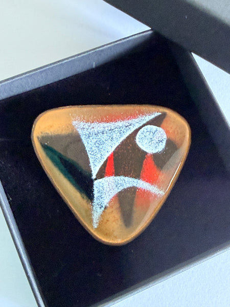 Mid Century Modernist Abstract Design Metallic Brooch-Vintageonline-Vintage Online