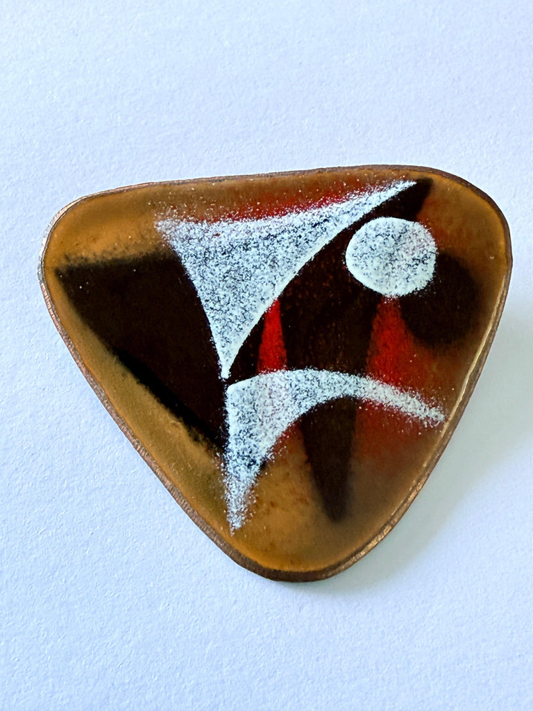 Mid Century Modernist Abstract Design Metallic Brooch-Vintageonline-Vintage Online