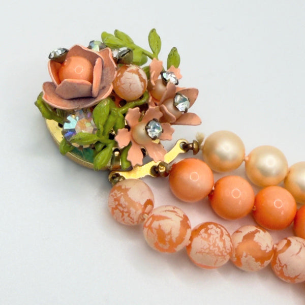 Mid Century Peach Tone Bracelet & Earrings Set-Vintageonline-Vintage Online