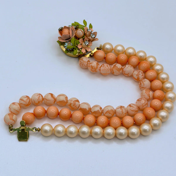 Mid Century Peach Tone Bracelet & Earrings Set-Vintageonline-Vintage Online