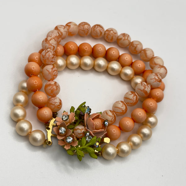 Mid Century Peach Tone Bracelet & Earrings Set-Vintageonline-Vintage Online