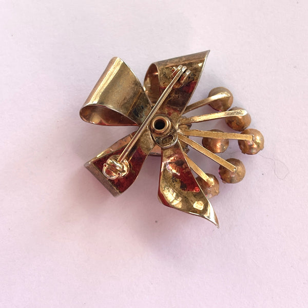 Mid Century Pink Crystal Rhinestone Vintage Brooch-Vintageonline-Vintage Online