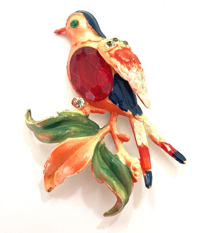 Mid Century Plastic Bird of Paradise Vintage Brooch-Vintageonline-Vintage Online