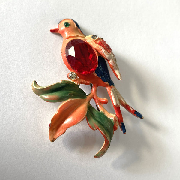 Mid Century Plastic Bird of Paradise Vintage Brooch-Vintageonline-Vintage Online