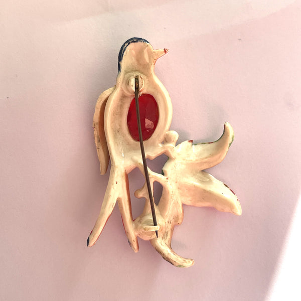 Mid Century Plastic Bird of Paradise Vintage Brooch-Vintageonline-Vintage Online
