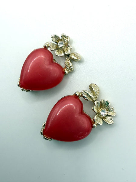 Mid Century Red Lucite Necklace, Bracelet and Earrings-Vintageonline-Vintage Online