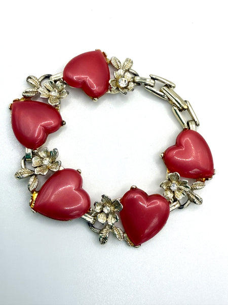 Mid Century Red Lucite Necklace, Bracelet and Earrings-Vintageonline-Vintage Online