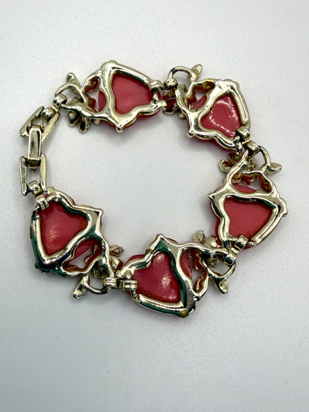 Mid Century Red Lucite Necklace, Bracelet and Earrings-Vintageonline-Vintage Online