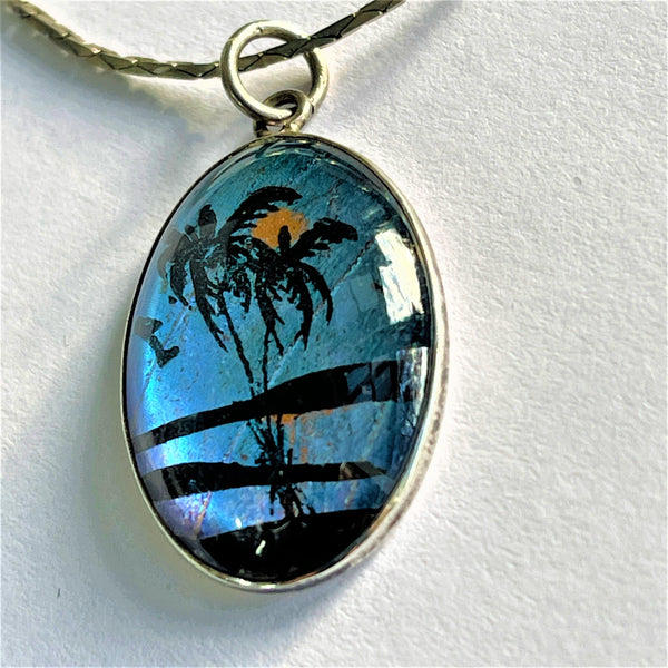 Mid Century Silver Butterfly Wing Pendant and Chain-Vintageonline-Vintage Online