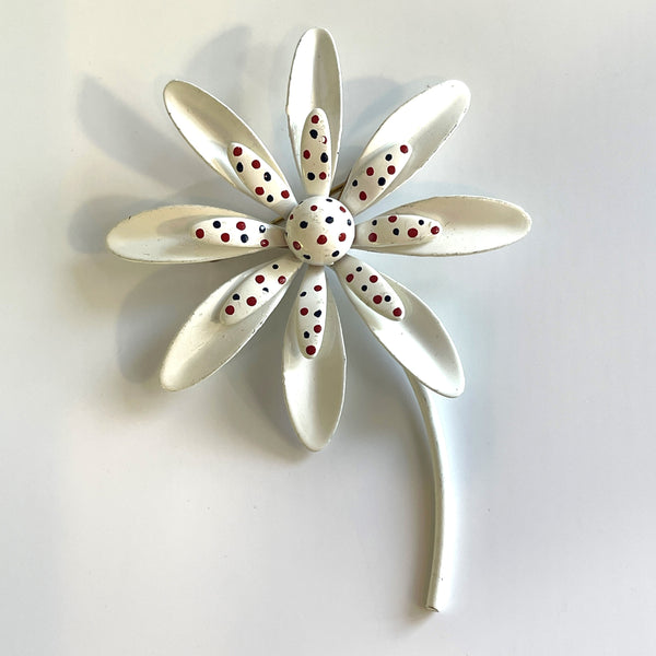 Mid Century Vintage Daisy Head Metallic Brooch-Vintageonline-Vintage Online