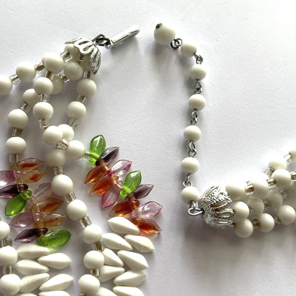 Milk Glass Mid Century Choker Style Vintage Necklace-Vintageonline-Vintage Online