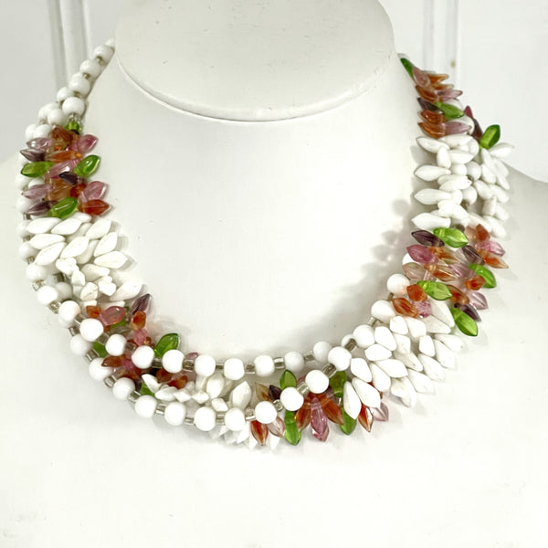 Milk Glass Mid Century Choker Style Vintage Necklace-Vintageonline-Vintage Online