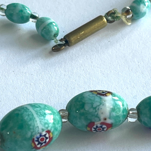 Millefiori Glass Bead Vintage Necklace-Vintageonline-Vintage Online