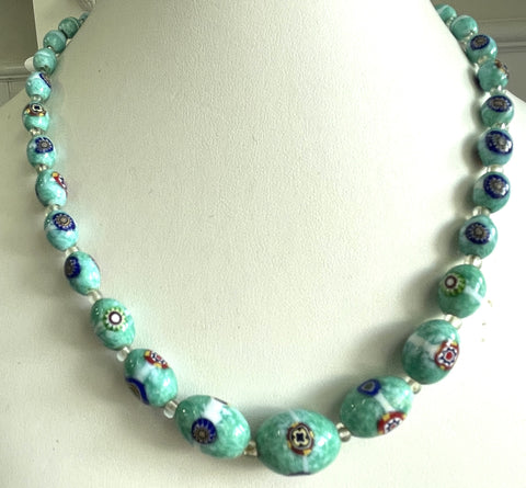 Millefiori Glass Bead Vintage Necklace-Vintageonline-Vintage Online
