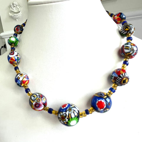 Millefiori Venetian Bead Vintage Necklace-Murano-Vintage Online