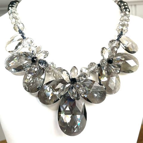 Modernist Crystal Flower Power Necklace-Vintageonline-Vintage Online