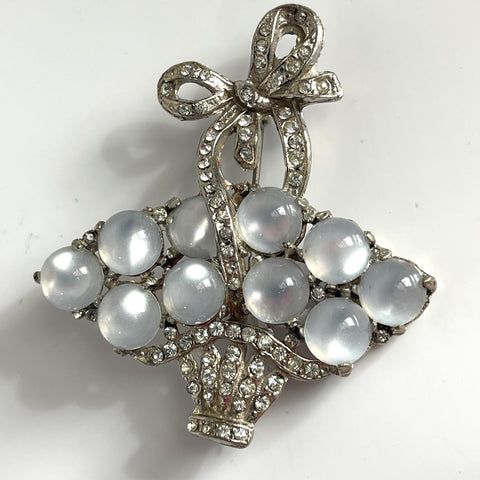 Moonglow Flower Basket Vintage 40's Brooch-Vintageonline-Vintage Online