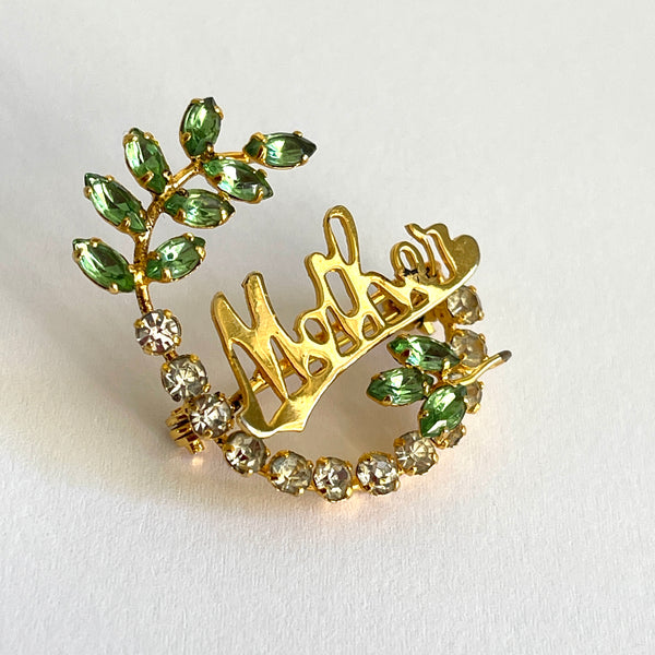 Mother Vintage Rhinestone Brooch-Vintageonline-Vintage Online