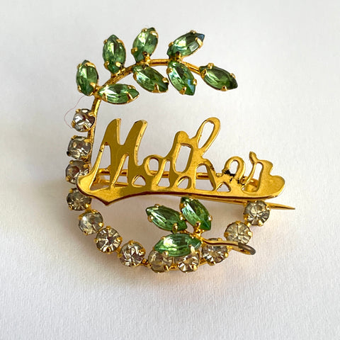 Mother Vintage Rhinestone Brooch-Vintageonline-Vintage Online