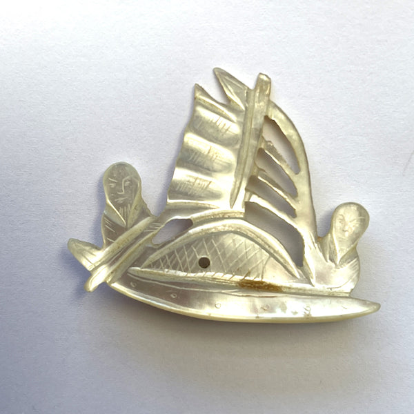 Mother of Pearl Vintage Fishing Boat Brooch-Vintageonline-Vintage Online