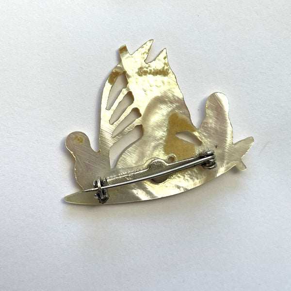 Mother of Pearl Vintage Fishing Boat Brooch-Vintageonline-Vintage Online