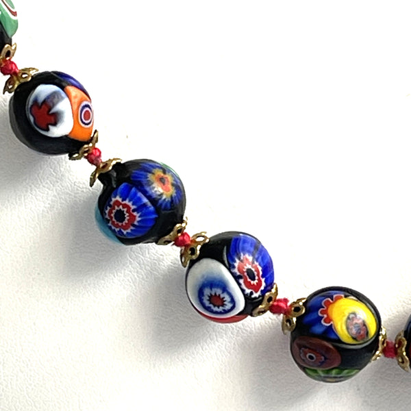 Murano Glass Millefiori Bead Necklace-Vintageonline-Vintage Online