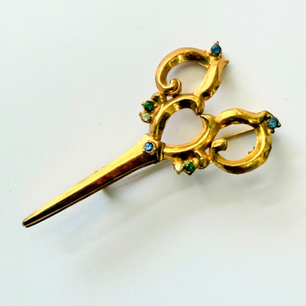 Novelty Scissors Shaped Vintage Brooch-Vintageonline-Vintage Online