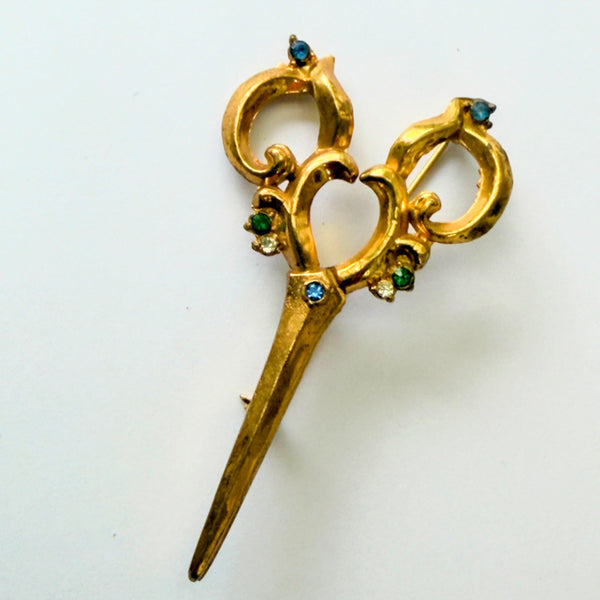 Novelty Scissors Shaped Vintage Brooch-Vintageonline-Vintage Online