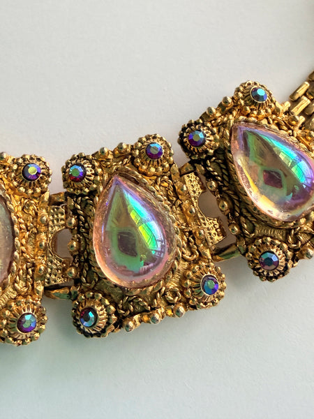 Oil Slick Rhinestone Set Choker 80's-Vintageonline-Vintage Online