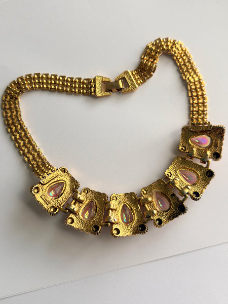 Oil Slick Rhinestone Set Choker 80's-Vintageonline-Vintage Online