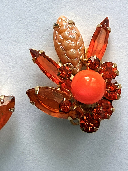 Orange Crystal Bead Earrings-Vintageonline-Vintage Online