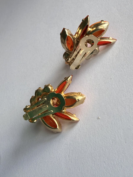 Orange Crystal Bead Earrings-Vintageonline-Vintage Online
