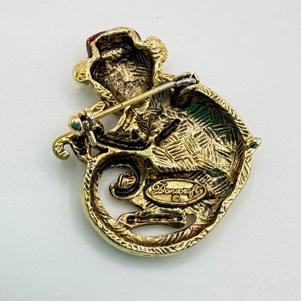 Organ Grinder Monkey Vintage Brooch by Danecraft USA-Danecraft USA-Vintage Online
