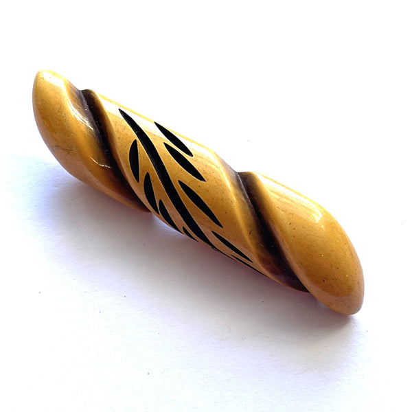 Original 1940's Carved Bakelite Bar Brooch-Vintageonline-Vintage Online