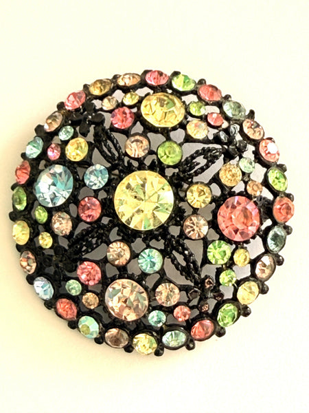 Pastel Coloured Rhinestone Vintage Brooch-Vintageonline-Vintage Online
