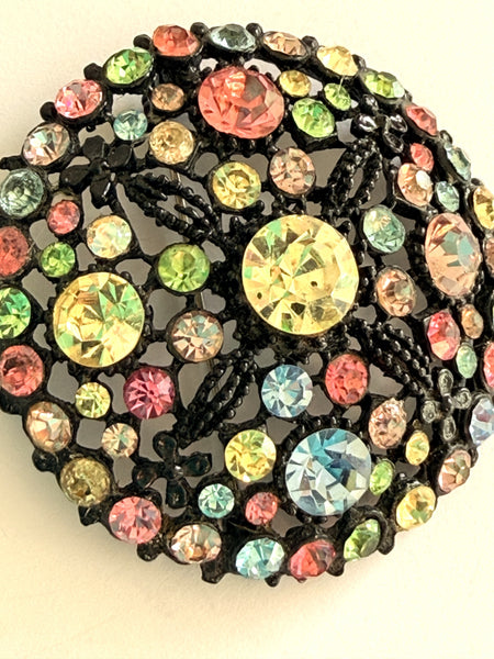 Pastel Coloured Rhinestone Vintage Brooch-Vintageonline-Vintage Online