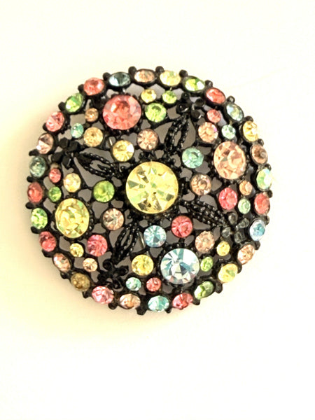 Pastel Coloured Rhinestone Vintage Brooch-Vintageonline-Vintage Online