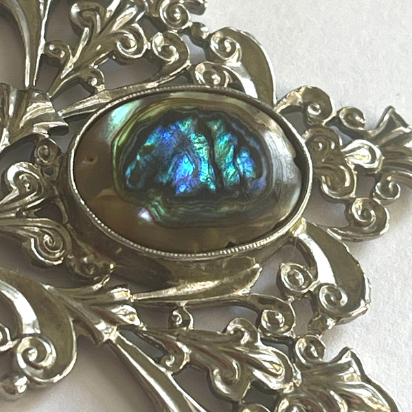 Paua Shell Pendant on Chain-Vintageonline-Vintage Online
