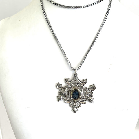 Paua Shell Pendant on Chain-Vintageonline-Vintage Online