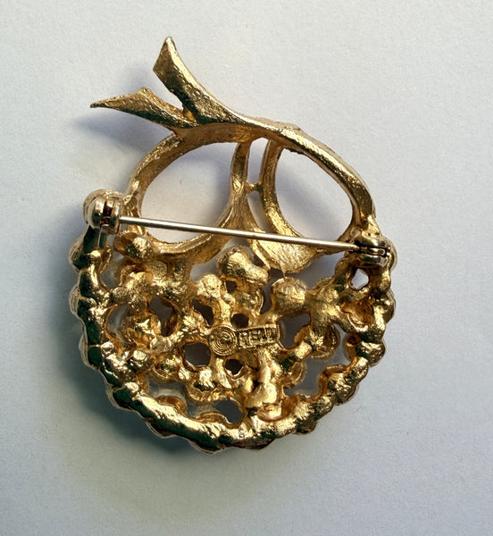 Pearl Rhinestone 1960's Brooch by Pell USA-Pell USA-Vintage Online