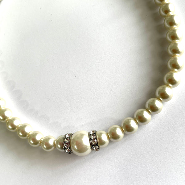 Pearl Rhinestone Vintage Choker Necklace-Vintageonline-Vintage Online