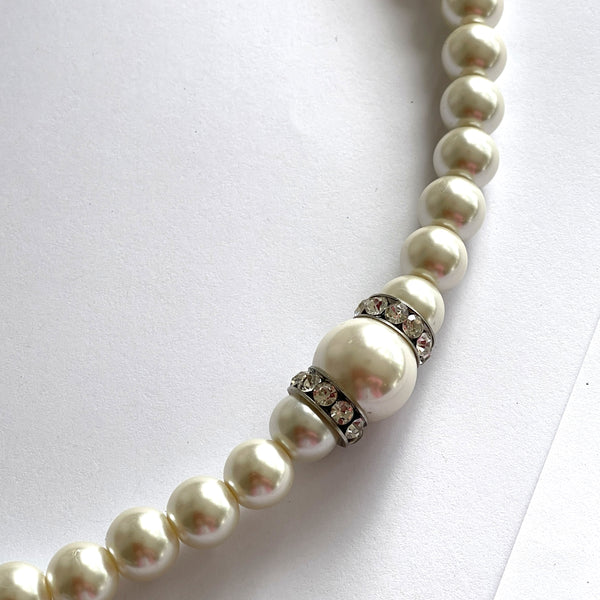 Pearl Rhinestone Vintage Choker Necklace-Vintageonline-Vintage Online
