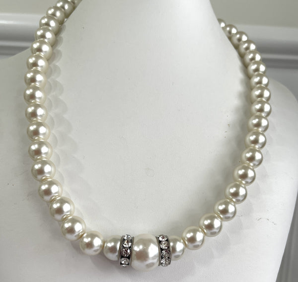 Pearl Rhinestone Vintage Choker Necklace-Vintageonline-Vintage Online